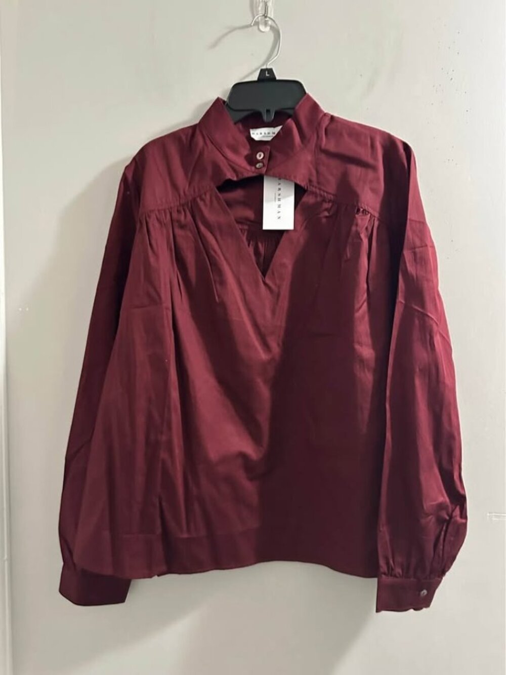 Closet clearout! Harshman red button down shirt keyhole new